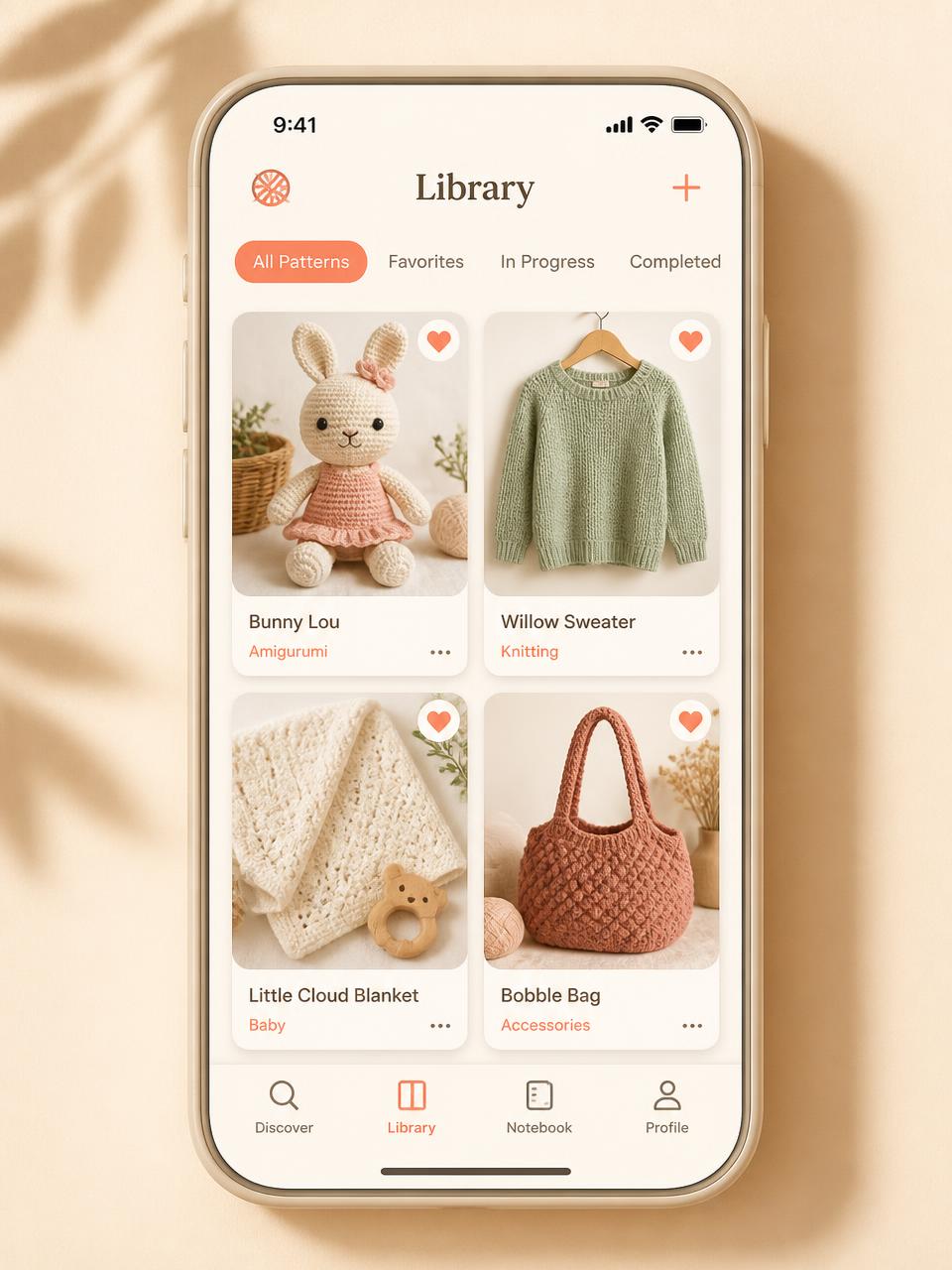 Bibliothèque de patrons dans l'application Ma Pelote.